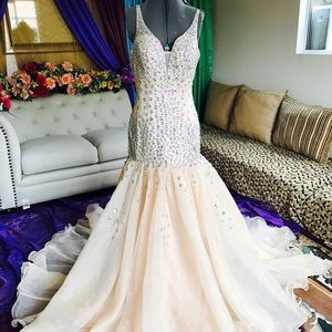 Dylanqueens Mermaid Floor Long Beige Dress